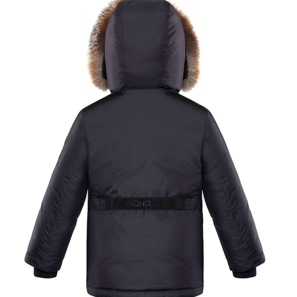 NWT$990 Moncler Kid's Menue Fox Fur Black White Down Puffer Jacket Sz 12A (9-10) - Picture 6 of 16